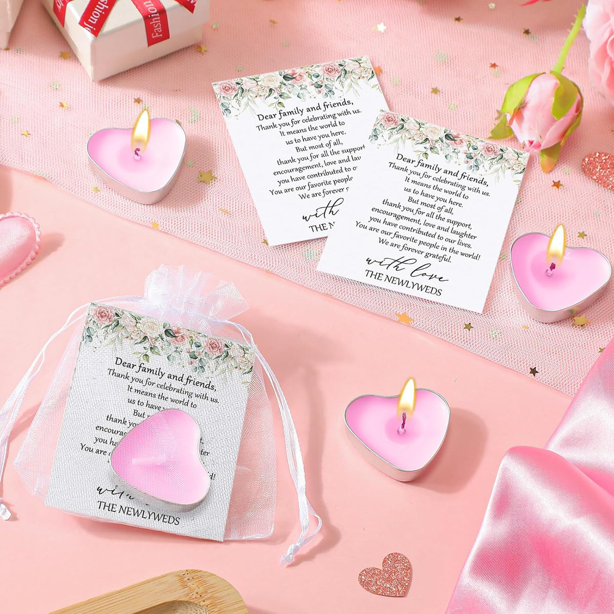 100 Sets Wedding Favors for Guests Bulk,Heart Candles