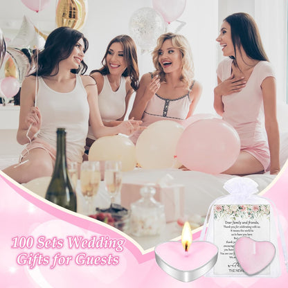 100 Sets Wedding Favors for Guests Bulk,Heart Candles