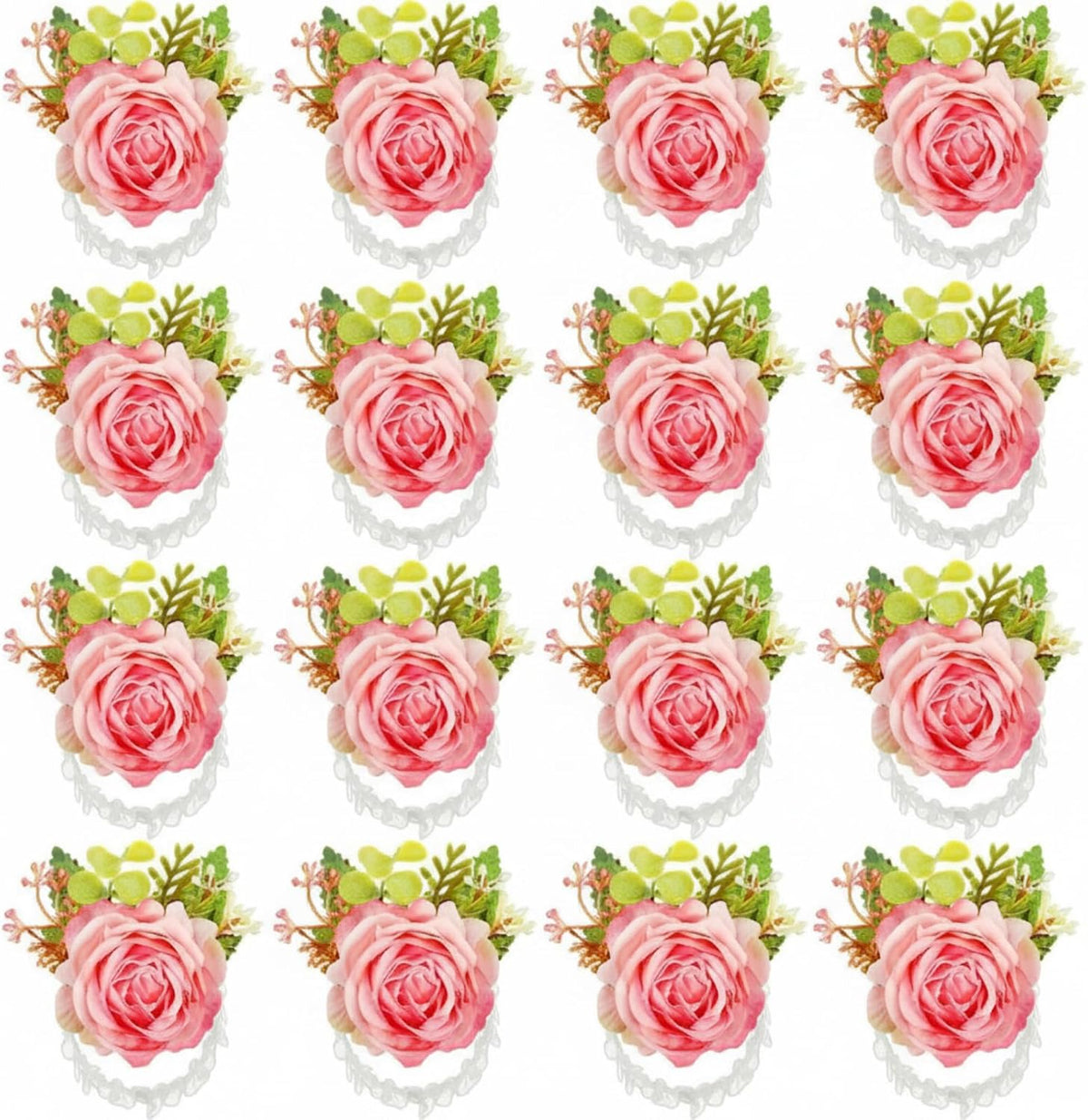 24 Pcs Corsage Wristlet for Wedding Bridesmaid Women, Peach Pink