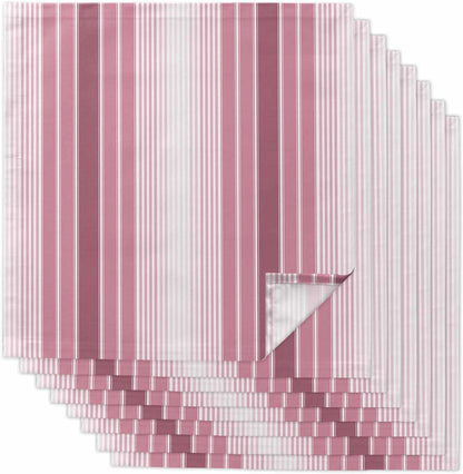 Pink Ombre Stripe Cloth Napkins, Farmhouse Simple Striped Washable and Reusable Dinner Napkins Set of 2, Table Napkin for Kitchen Party Birthday Wedding Hotel Housewarming 20''x20''