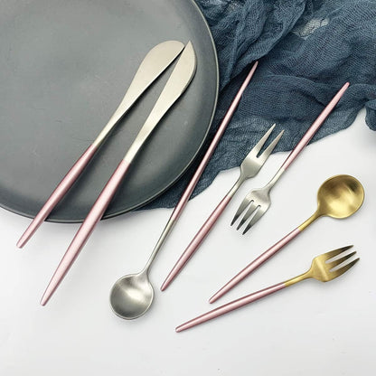 18/10 Stainless Steel Butter Knife, Set of 6, Butter Spreader,Serve Your Butter, Breakfast Spreads,Cheese and Condiments. Dishwasher Safe (Pink silver)