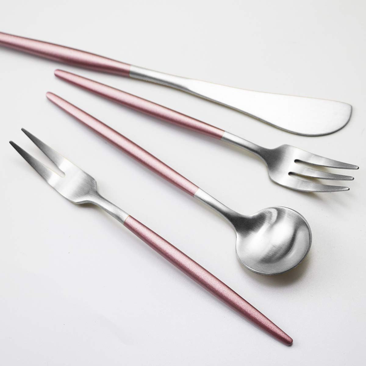 18/10 Stainless Steel Butter Knife, Set of 6, Butter Spreader,Serve Your Butter, Breakfast Spreads,Cheese and Condiments. Dishwasher Safe (Pink silver)