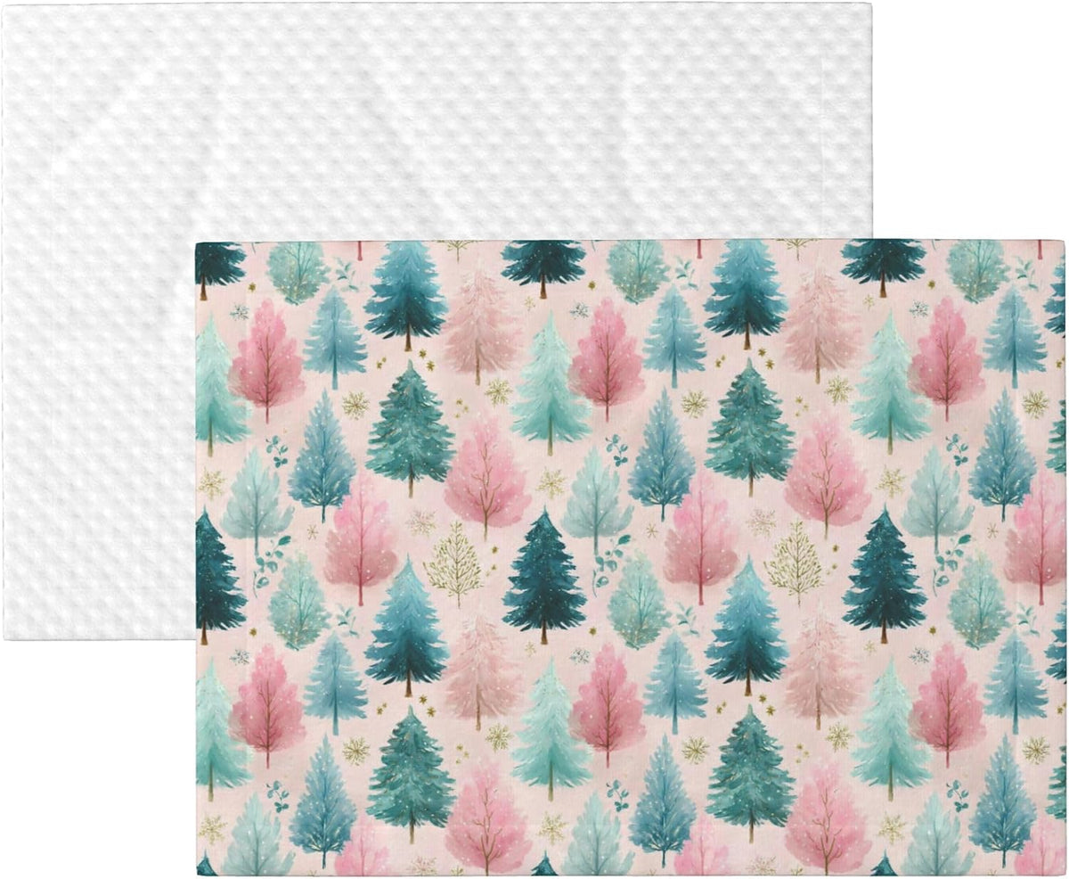 Waterproof Dog Blanket Soft Pet Blanket for Puppy Cat, Fleece Cat Throw Blankets for Furniture Bed Couch Sofa Reversible - Pastel Christmas Trees On Pink 1