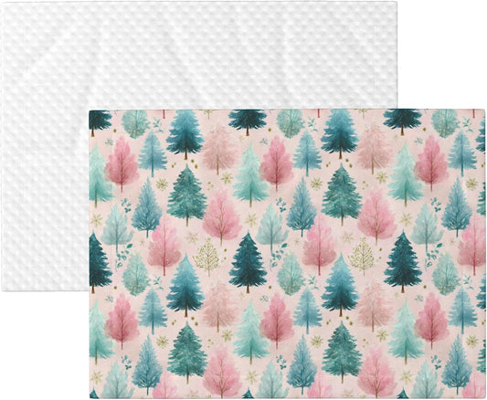 Waterproof Dog Blanket Soft Pet Blanket for Puppy Cat, Fleece Cat Throw Blankets for Furniture Bed Couch Sofa Reversible - Pastel Christmas Trees On Pink 1