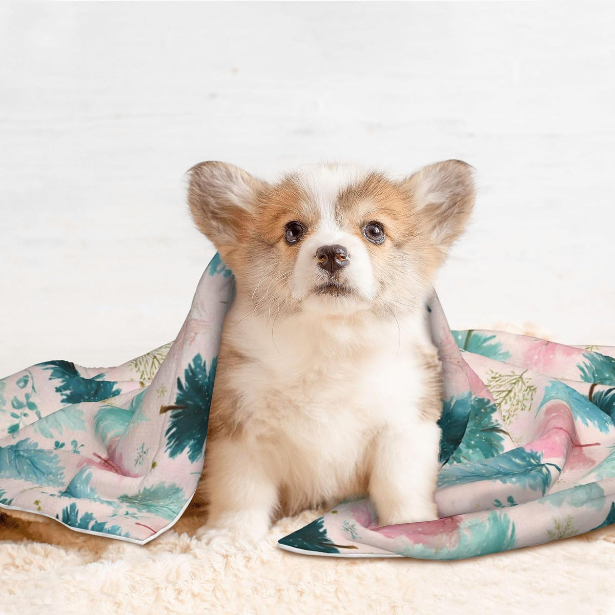 Waterproof Dog Blanket Soft Pet Blanket for Puppy Cat, Fleece Cat Throw Blankets for Furniture Bed Couch Sofa Reversible - Pastel Christmas Trees On Pink 1