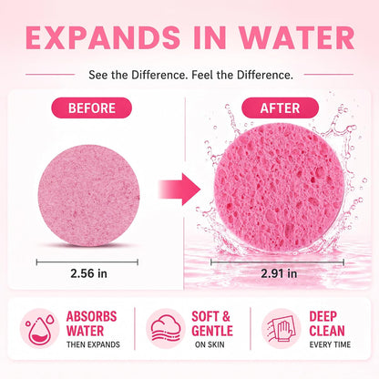 100-Count Compressed Facial Sponges, Natural Cellulose, Pink