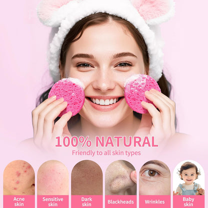 100-Count Compressed Facial Sponges, Natural Cellulose, Pink