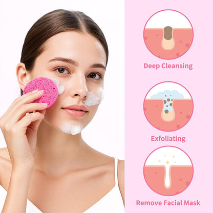 100-Count Compressed Facial Sponges, Natural Cellulose, Pink