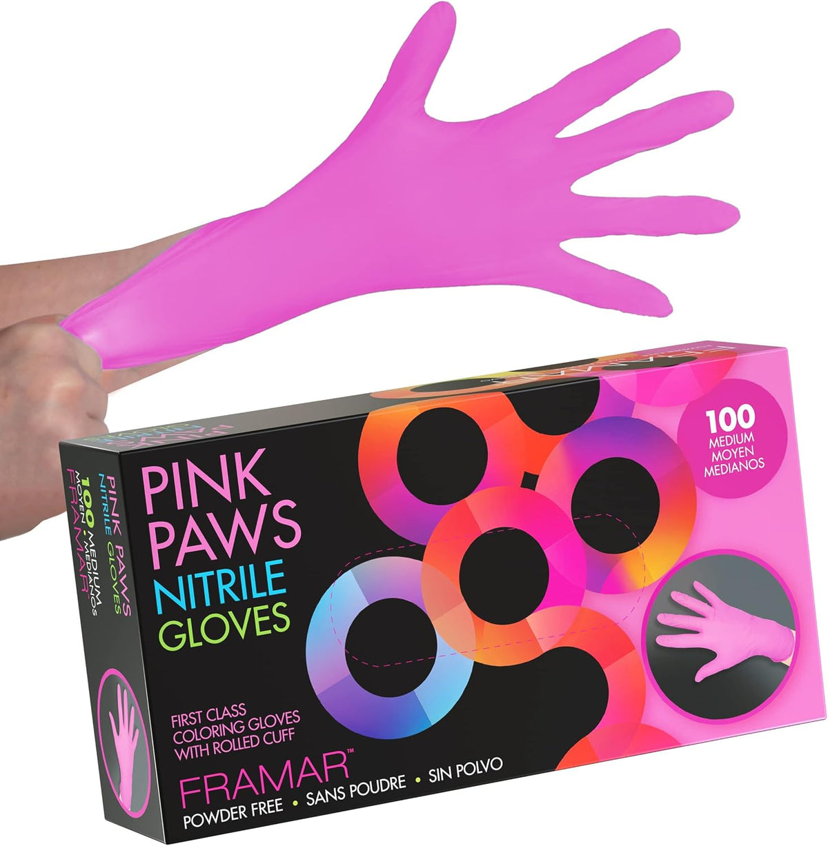 Pink Gloves Disposable Latex Free, Pink Nitrile Gloves Medium, Salon