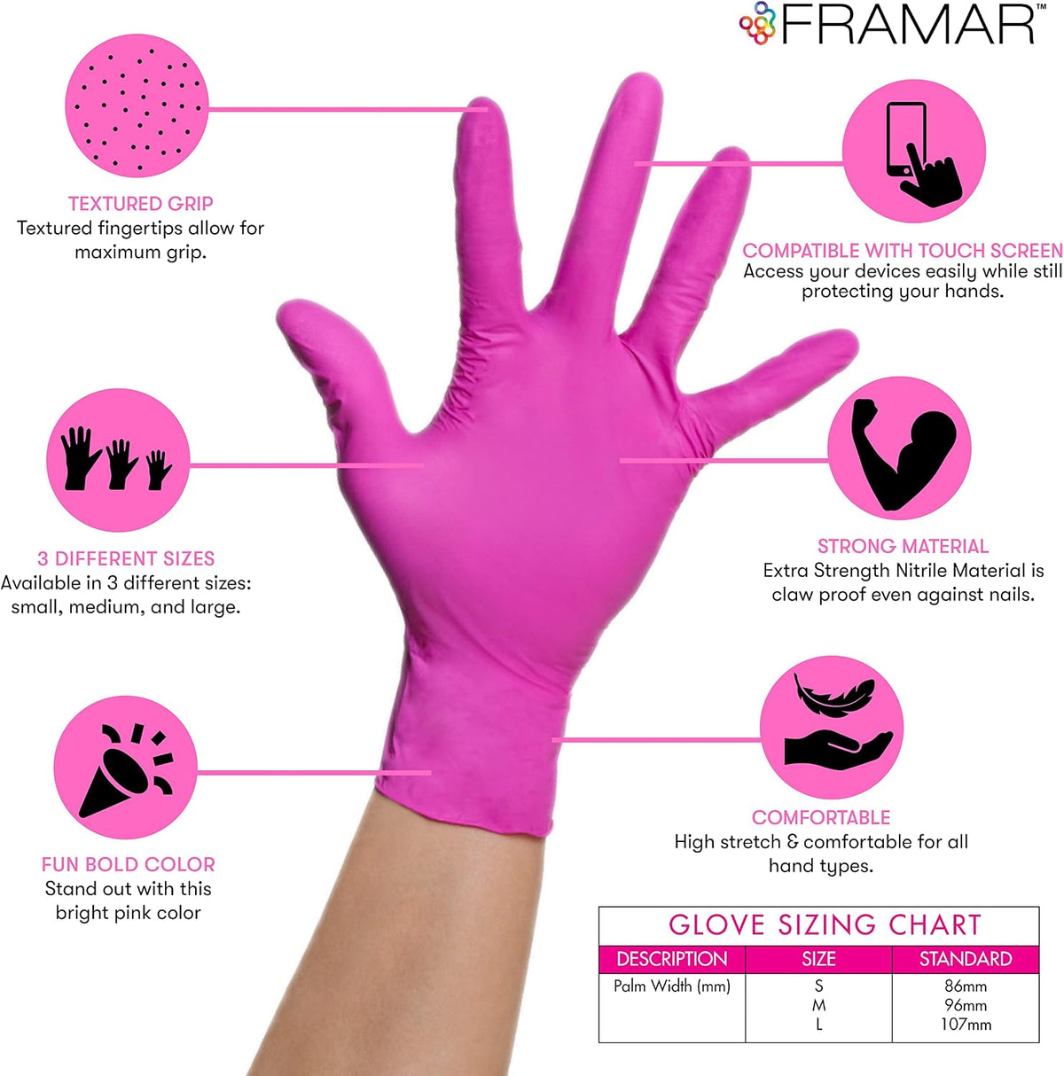 Pink Gloves Disposable Latex Free, Pink Nitrile Gloves Medium, Salon