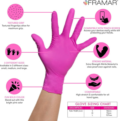 Pink Gloves Disposable Latex Free, Pink Nitrile Gloves Medium, Salon