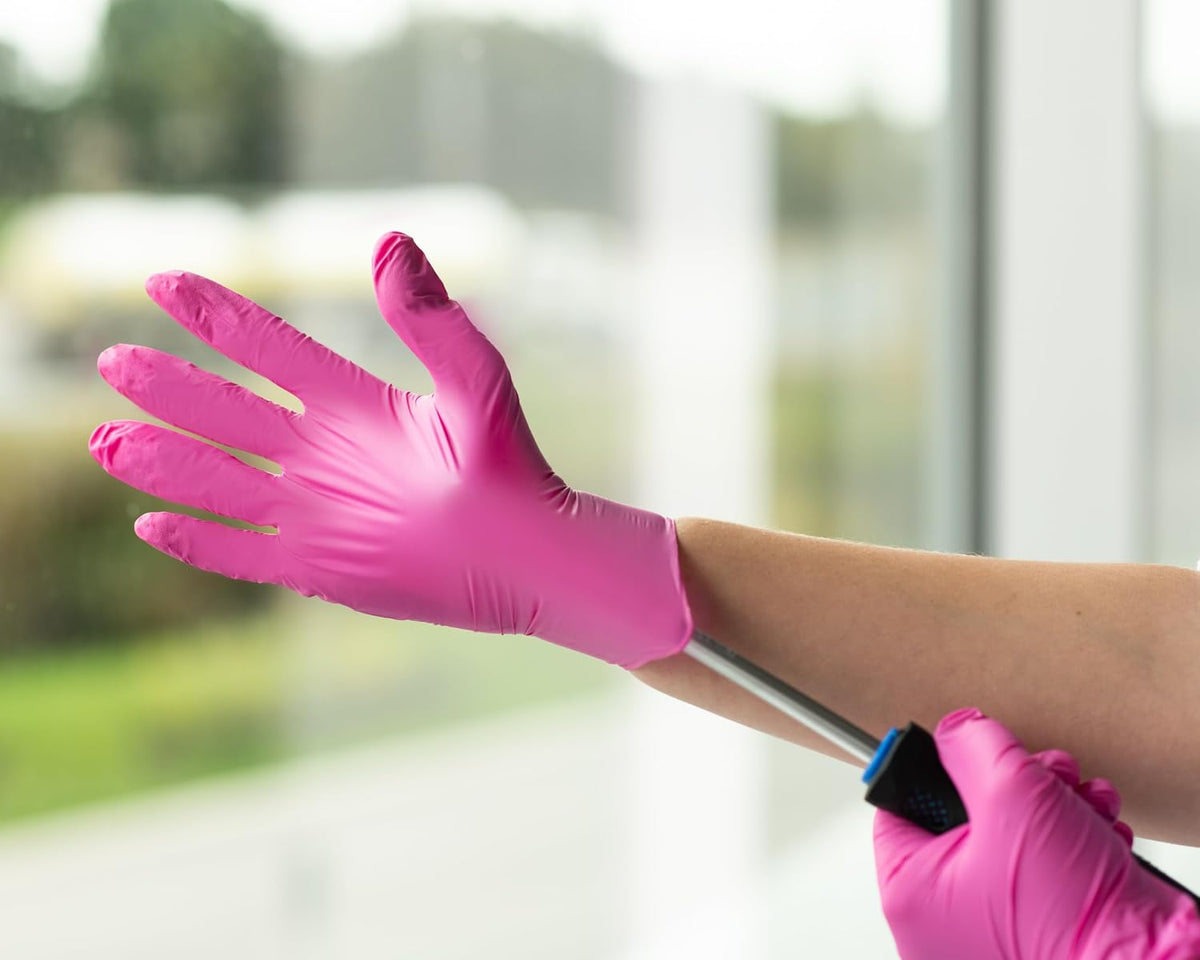 Pink Gloves Disposable Latex Free, Pink Nitrile Gloves Medium, Salon