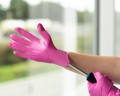 Pink Gloves Disposable Latex Free, Pink Nitrile Gloves Medium, Salon