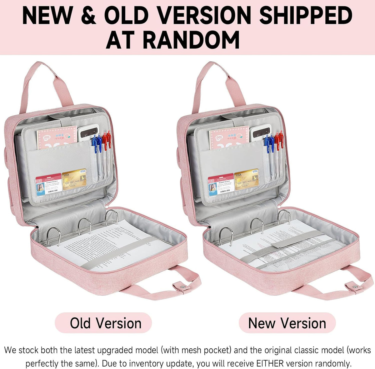 Zipper Binder 3 Ring, 700 Sheets Capacity, Binder 3 Inch with Shoulder Strap Fits 13 Inch Laptop for School and Office,Pink