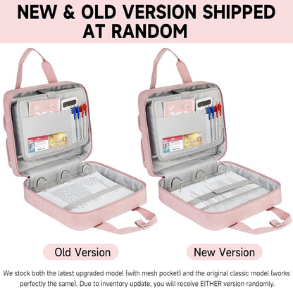 Zipper Binder 3 Ring, 700 Sheets Capacity, Binder 3 Inch with Shoulder Strap Fits 13 Inch Laptop for School and Office,Pink