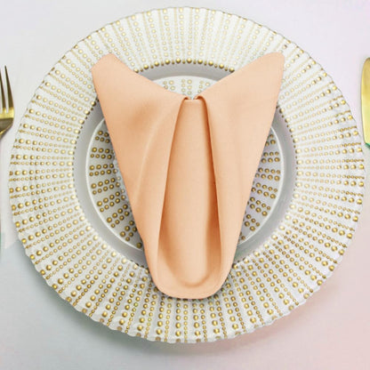 Peach Cloth Napkins Set of 12-20x20 Inch Dinner Napkins Washable Polyester Fabric Cloth for Hotel, Restaurant, Wedding and Party