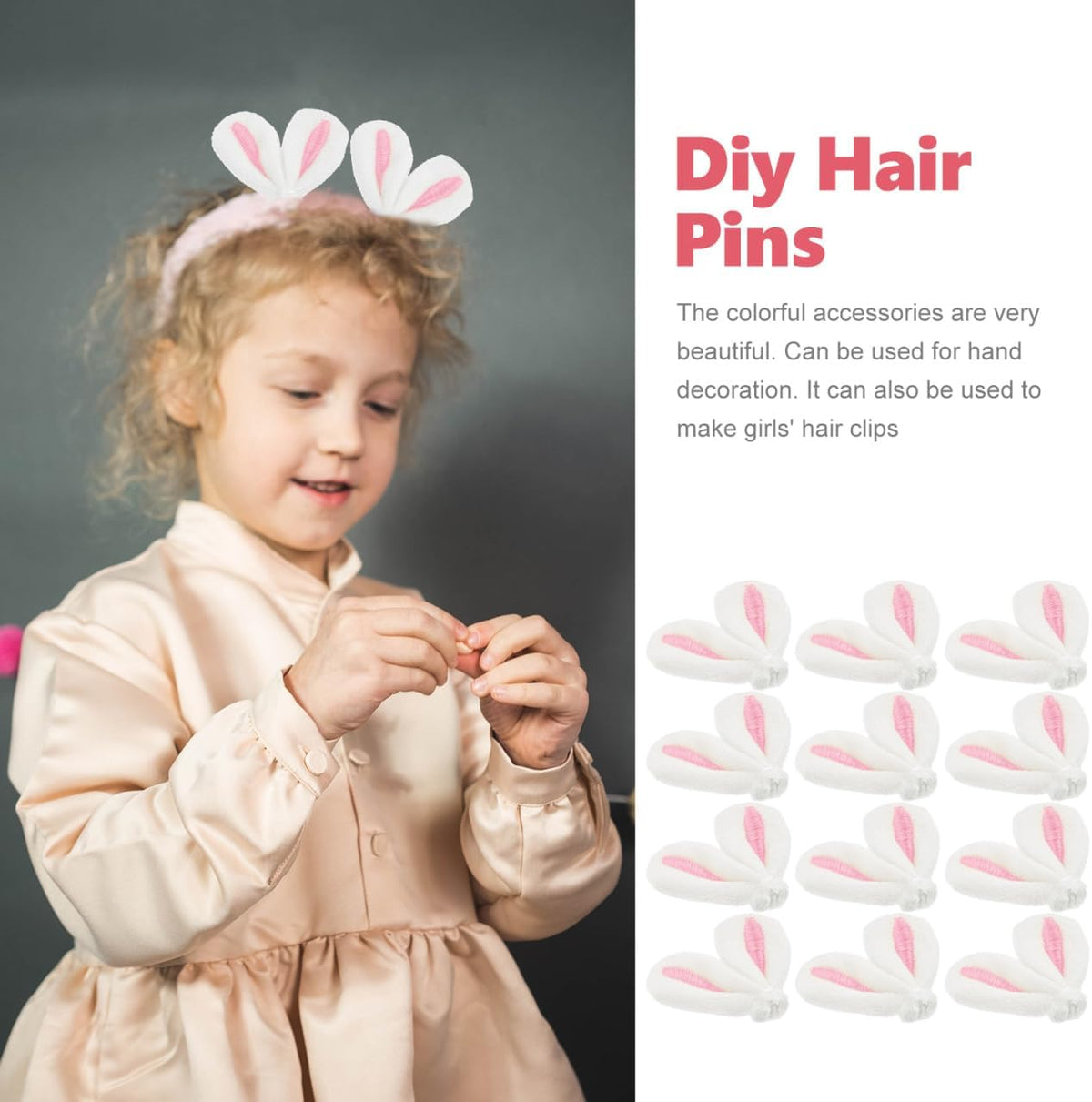 20Pcs DIY Hair Pins Easter Rabbit Ears Clips Decor