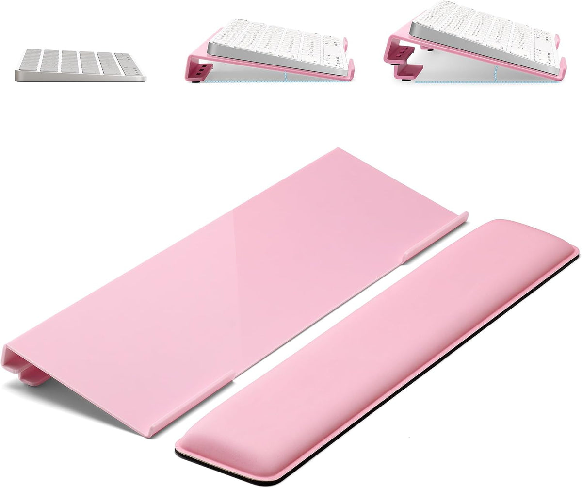 Adjustable Computer Keyboard Stand for Desktop, Keyboard Wrist Rest(Pink)