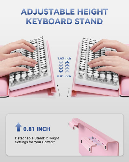 Adjustable Computer Keyboard Stand for Desktop, Keyboard Wrist Rest(Pink)