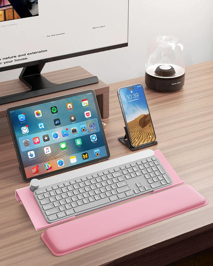 Adjustable Computer Keyboard Stand for Desktop, Keyboard Wrist Rest(Pink)