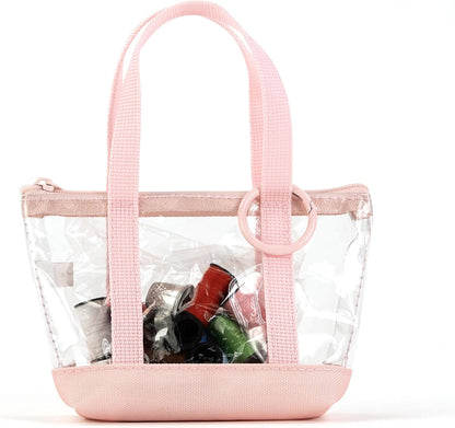 Travel Sewing Kit Organizer – Pink & Clear Mini Sewing Supplies Case for Adults & Kids – Compact Sewing Box with Clear PVC Body for On-the-Go Repairs