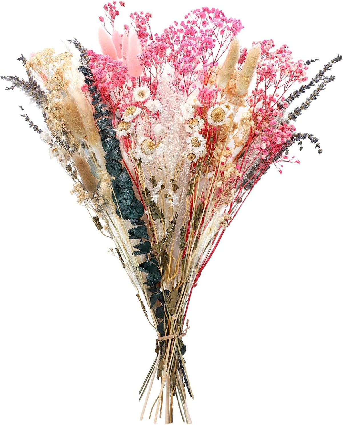 Pink White Dried Flowers Bouquet Set Rustic Boho Flowers