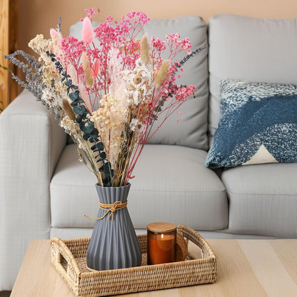 Pink White Dried Flowers Bouquet Set Rustic Boho Flowers