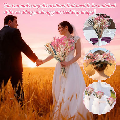 Pink White Dried Flowers Bouquet Set Rustic Boho Flowers