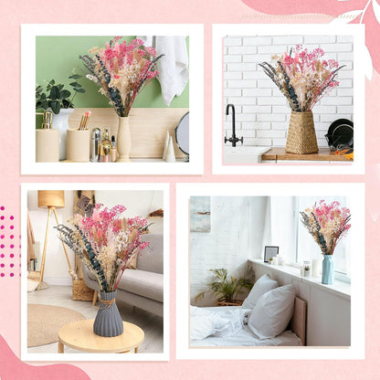Pink White Dried Flowers Bouquet Set Rustic Boho Flowers