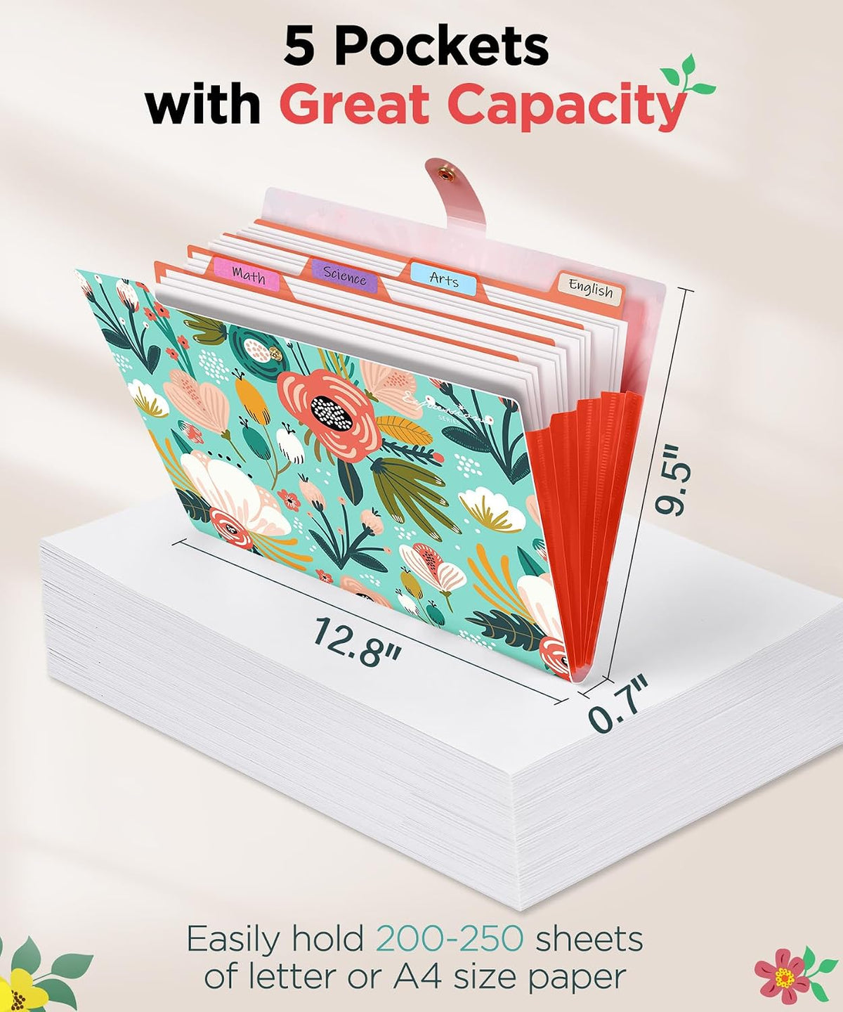 File Folders Organizer, Folders with 5 Pockets, Folders for Documents