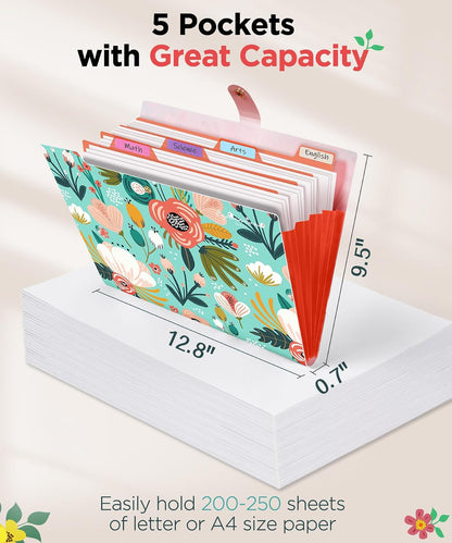 File Folders Organizer, Folders with 5 Pockets, Folders for Documents