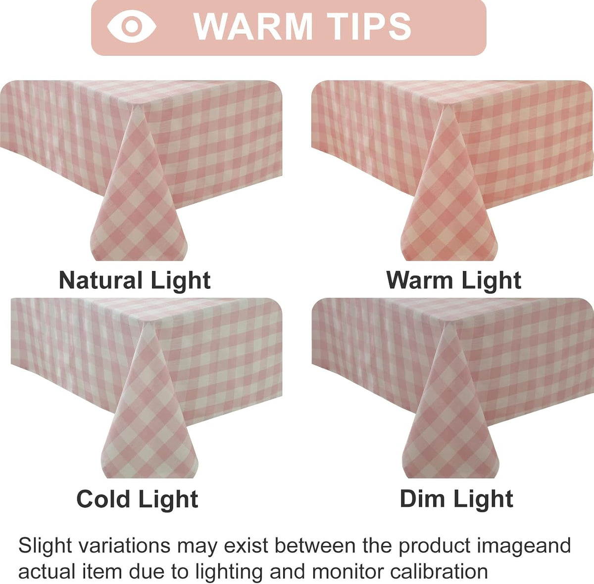 Pink Gingham Tablecloth Rectangle Checkered Table Cloth Cotton Linen Fabric Wrinkle Free Washable Buffalo Plaid Table Cover for Kitchen Dining Picnic Camping, 60 * 75 inch