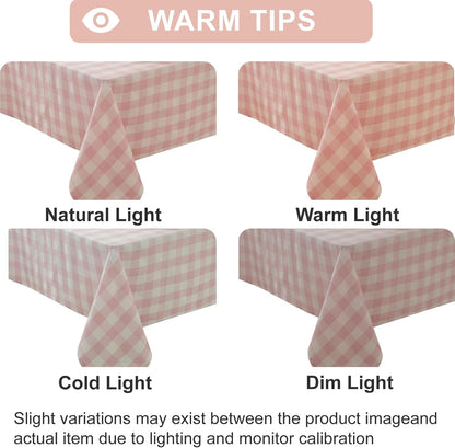 Pink Gingham Tablecloth Rectangle Checkered Table Cloth Cotton Linen Fabric Wrinkle Free Washable Buffalo Plaid Table Cover for Kitchen Dining Picnic Camping, 60 * 75 inch