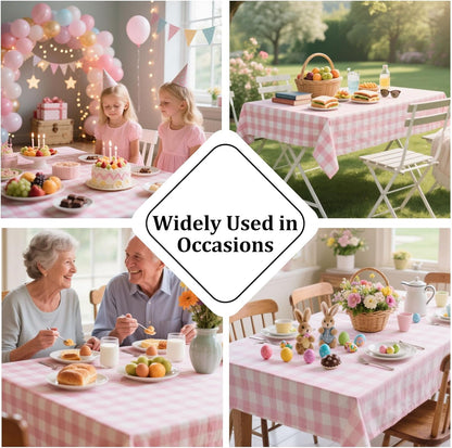 Pink Gingham Tablecloth Rectangle Checkered Table Cloth Cotton Linen Fabric Wrinkle Free Washable Buffalo Plaid Table Cover for Kitchen Dining Picnic Camping, 60 * 75 inch