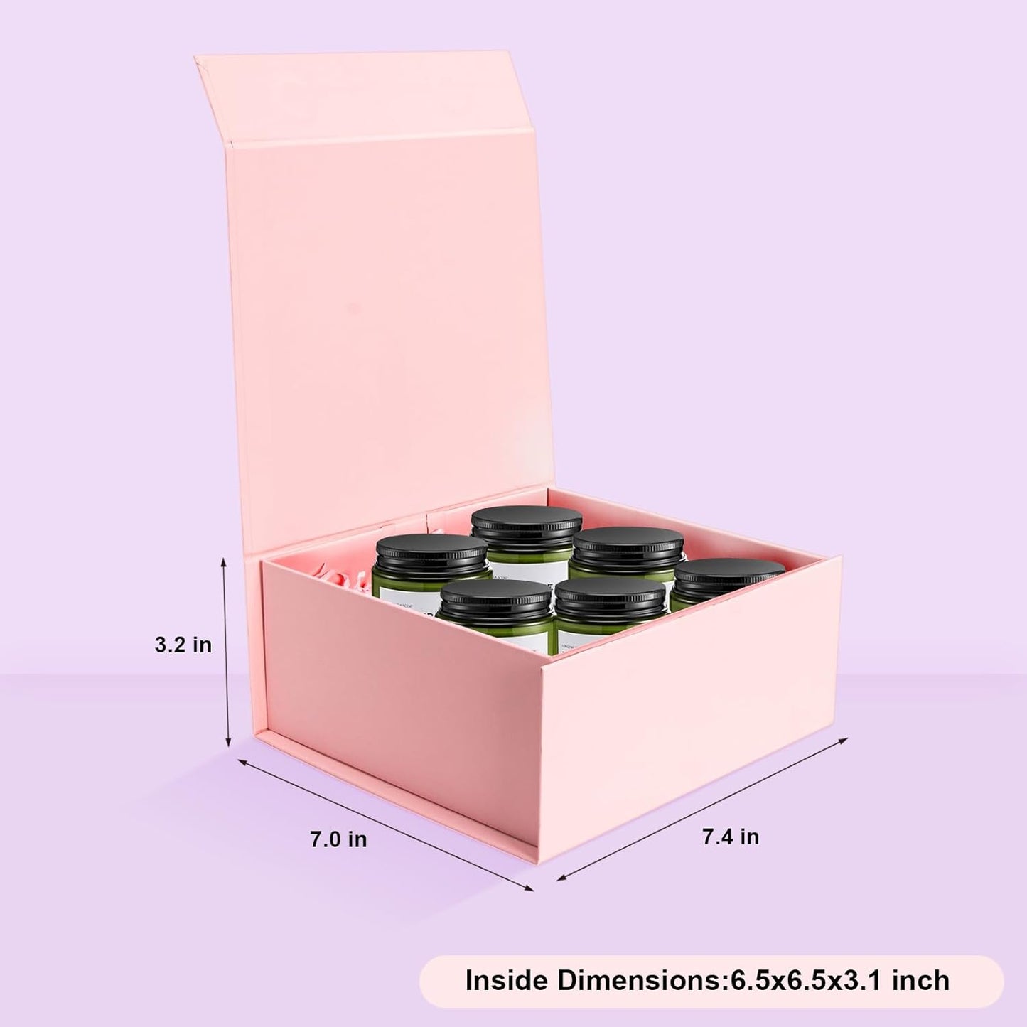 Pink Gift Boxes with Lids Pack of 1, 6x6x3 Inches Small Gift Box with Ribbon, Collapsible Gift Boxes with Magnetic Closure for Presents, Bridesmaid Proposal Box for Family Mom Girlfriend