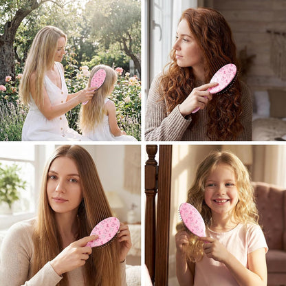 Girls Hair Brush for Women, Hair Brushes Girls Brush Pink Bow Detangling Brush for Curly Hair Pain-Free Girl Hairbrush Kids