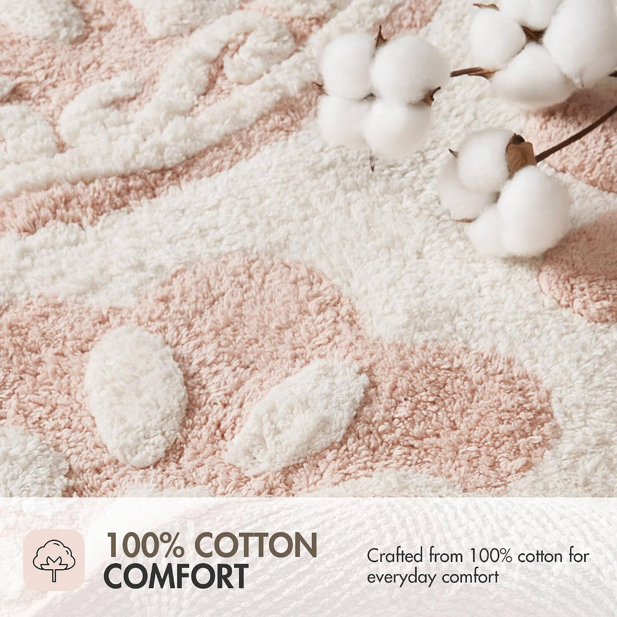 Casablanca Tufted Cotton Bath Rug Non-Slip, Round 25", Pink