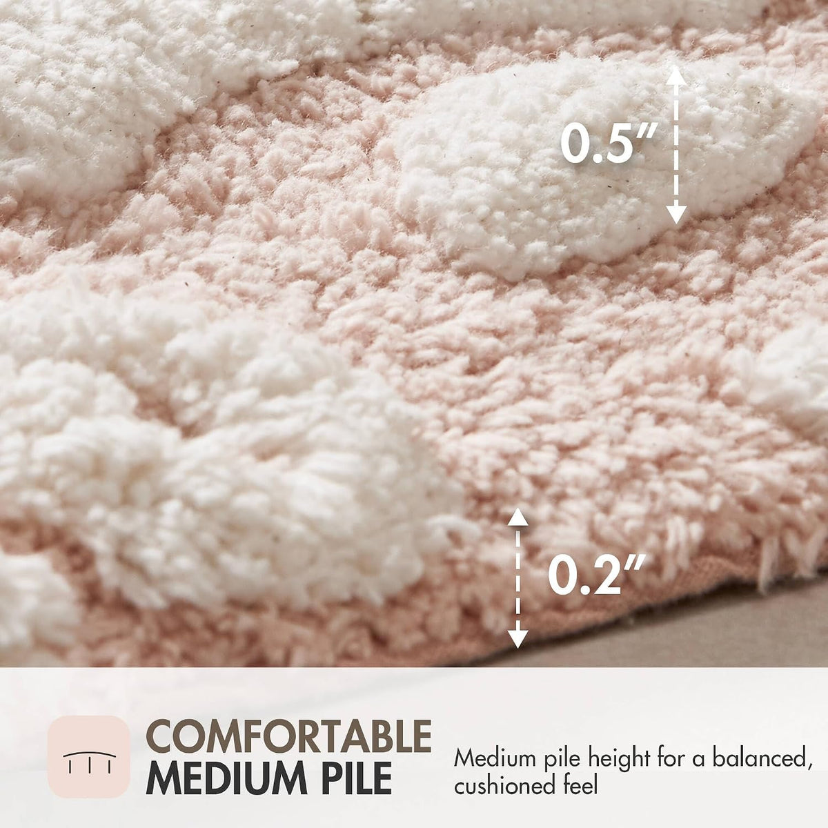 Casablanca Tufted Cotton Bath Rug Non-Slip, Round 25", Pink