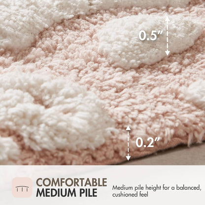 Casablanca Tufted Cotton Bath Rug Non-Slip, Round 25", Pink