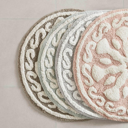 Casablanca Tufted Cotton Bath Rug Non-Slip, Round 25", Pink