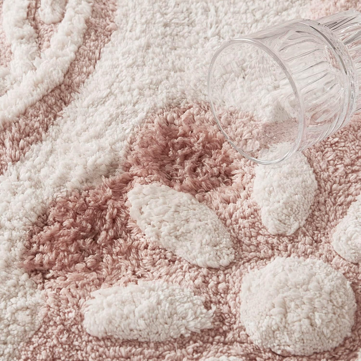 Casablanca Tufted Cotton Bath Rug Non-Slip, Round 25", Pink