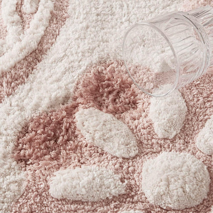 Casablanca Tufted Cotton Bath Rug Non-Slip, Round 25", Pink