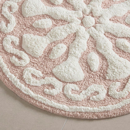 Casablanca Tufted Cotton Bath Rug Non-Slip, Round 25", Pink