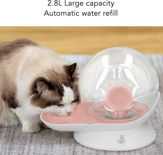 Pet Water Dispenser Snail Shape Automatic Transparent 2.8L Large Capacity Drinking Fountain for Dogs Cats (Pink)