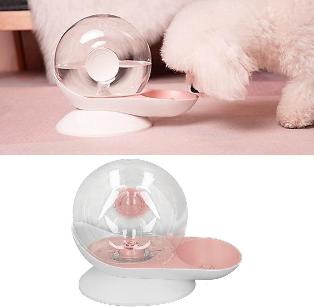 Pet Water Dispenser Snail Shape Automatic Transparent 2.8L Large Capacity Drinking Fountain for Dogs Cats (Pink)