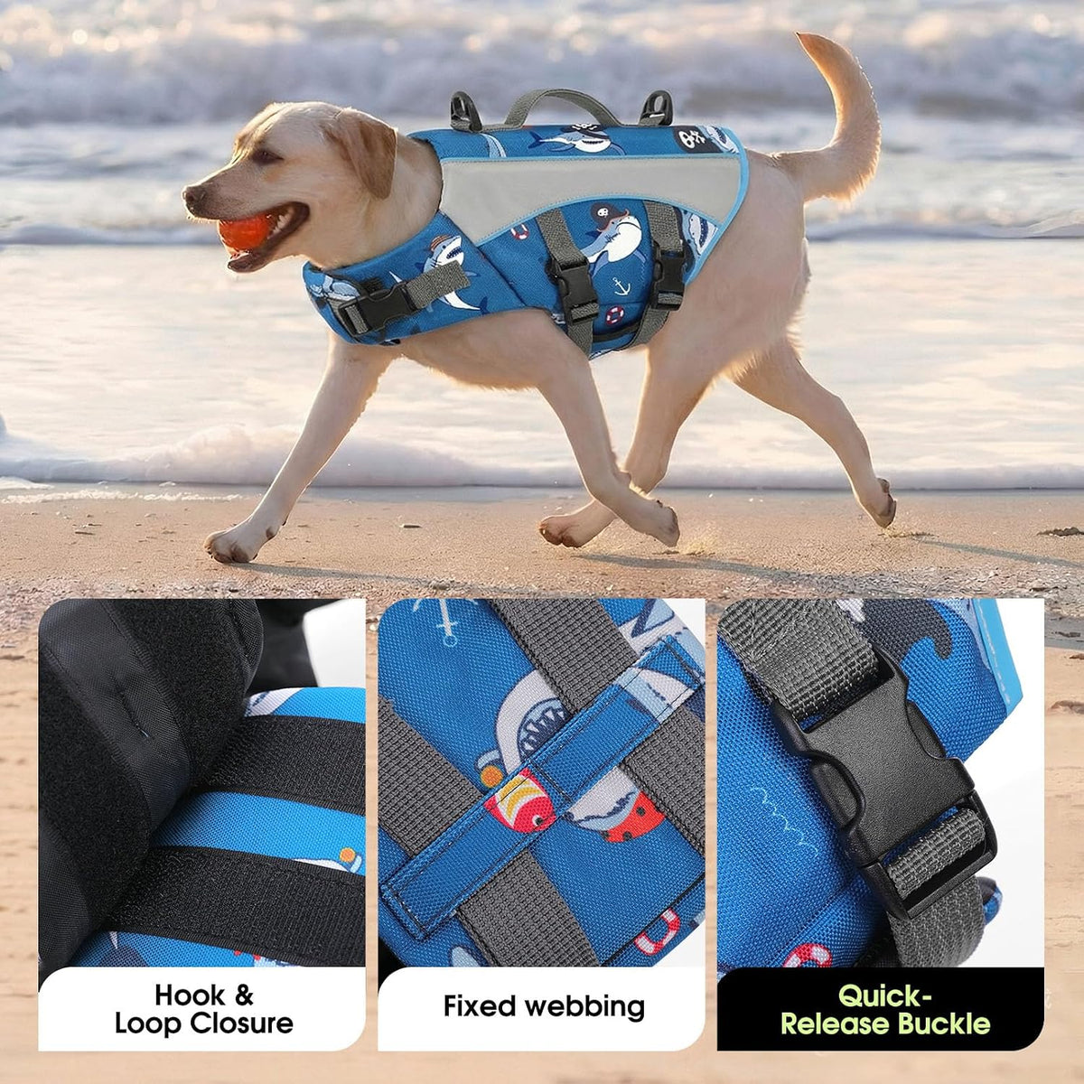 Dog Life Jacket, High Flotation Small Dog Life Vest for Swimming