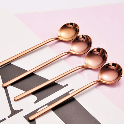 Pack of 8, Rose Gold Plated Stainless Steel Espresso Spoons, Mini Teaspoons Set for Coffee Sugar Dessert Cake Ice Cream Soup Antipasto Cappuccino, 5.3 Inch