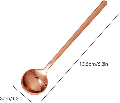 Pack of 8, Rose Gold Plated Stainless Steel Espresso Spoons, Mini Teaspoons Set for Coffee Sugar Dessert Cake Ice Cream Soup Antipasto Cappuccino, 5.3 Inch