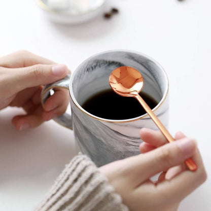 Pack of 8, Rose Gold Plated Stainless Steel Espresso Spoons, Mini Teaspoons Set for Coffee Sugar Dessert Cake Ice Cream Soup Antipasto Cappuccino, 5.3 Inch
