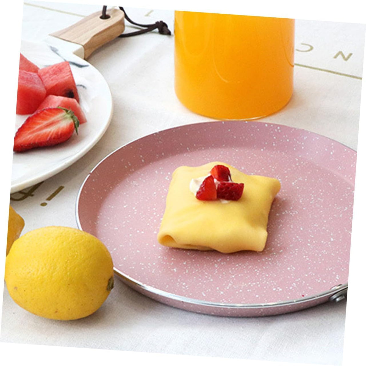 Aluminum Non Stick Omelette Pancake Pan 22cm Flat Bottom Pink